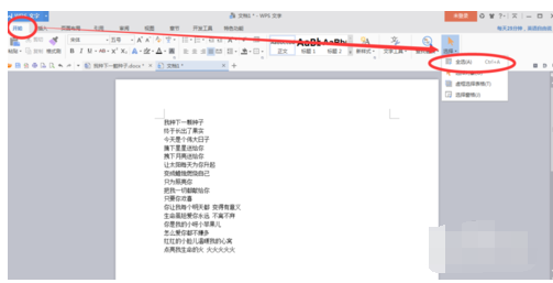 word文档进行全选的操作教程