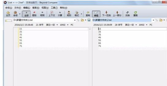 Beyond Compare进行文本比较的操作步骤
