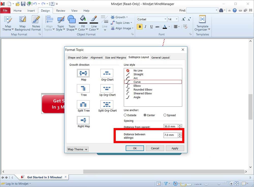 mindmanager设置项目间距的详细方法介绍