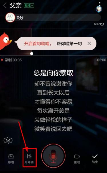 全民k歌中调音的具体操作步骤