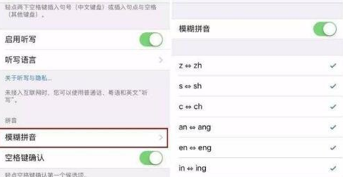 iPhone设置模糊拼音功能的简单步骤