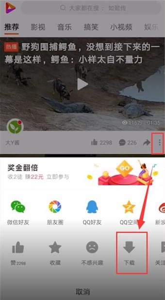在好看视频APP中找到下载文件的具体方法