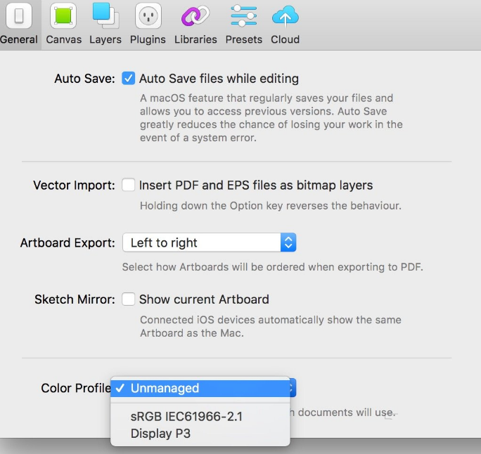 Sketch设置颜色空间的操作过程
