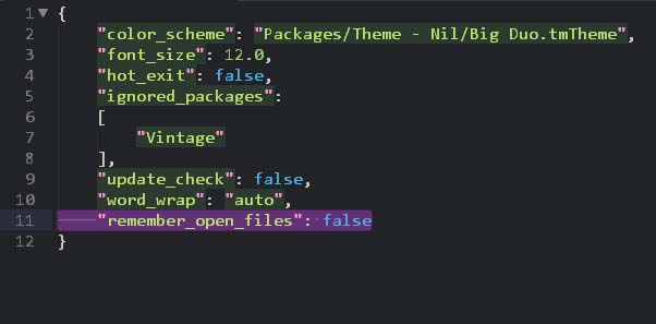 在sublime text中设置禁止打开上次关闭未退出的文件的方法讲解