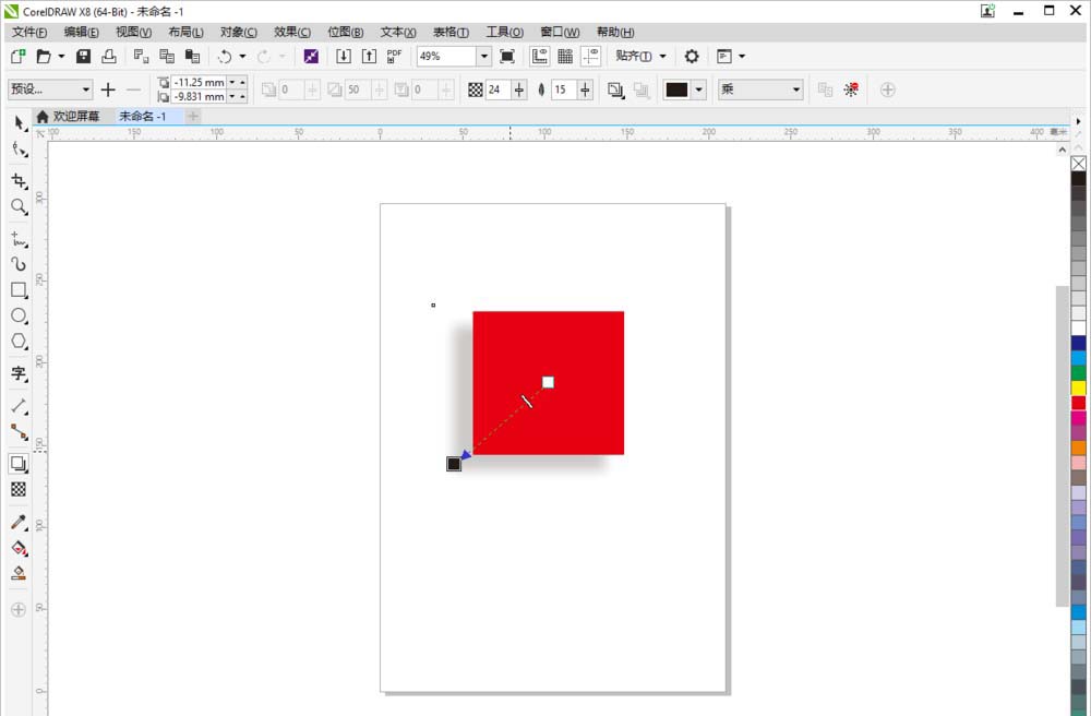 CDR正方形里进行投影并设置角度的方法讲解