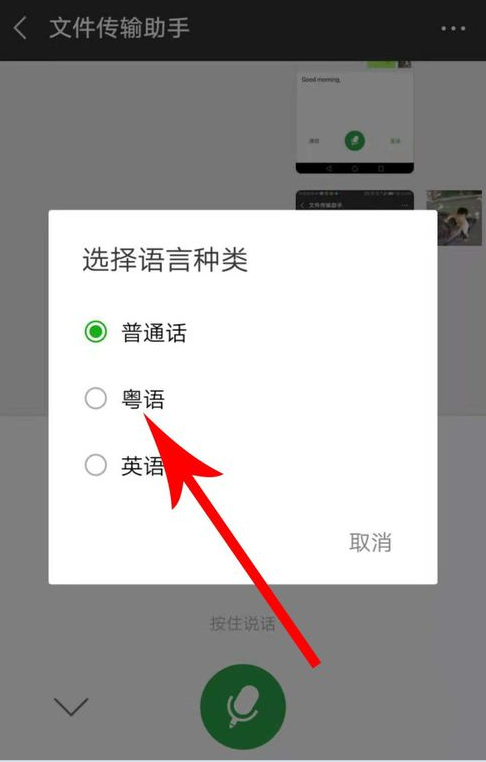微信APP把语音切换粤语的操作过程
