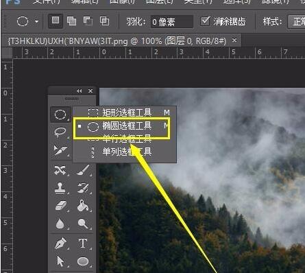 ps裁剪出圆形的操作过程