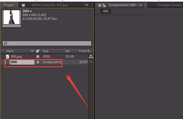 AE中合成窗口导入一张图片的具体操作方法