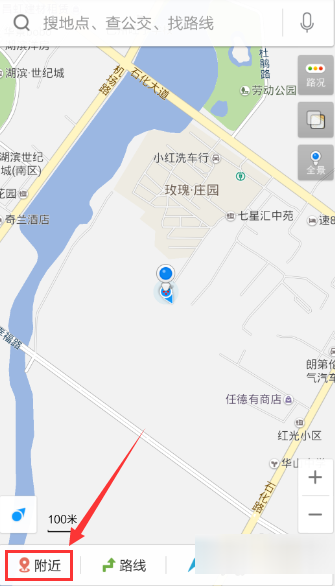 百度地图查询附近银行的操作过程