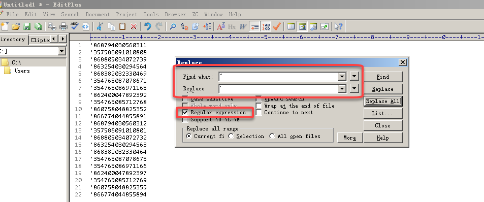 EditPlus添加引号的具体操作教程