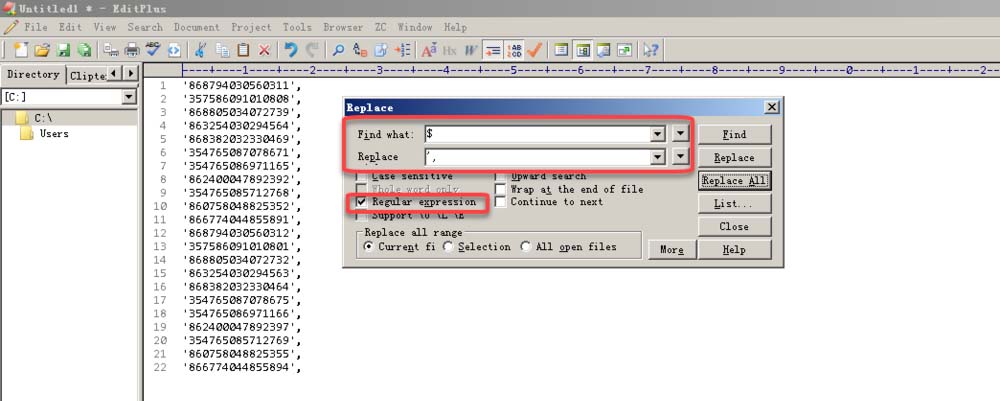 EditPlus添加引号的具体操作教程
