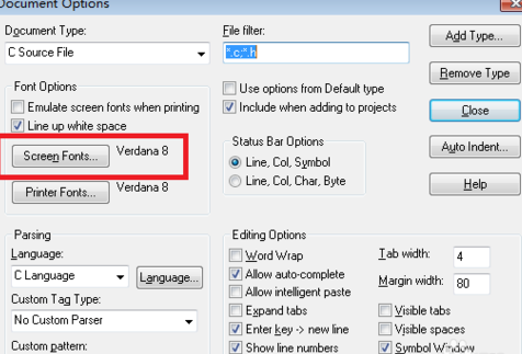 Source Insight改变代码显示大小的使用操作