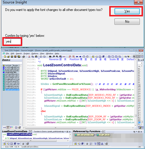 Source Insight改变代码显示大小的使用操作