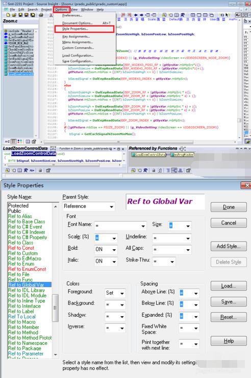 Source Insight改变代码显示大小的使用操作