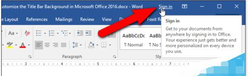 microsoft office2016设置自定义标题栏的操作教程