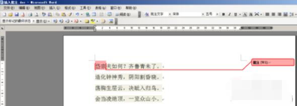 word2003中插入批注的方法