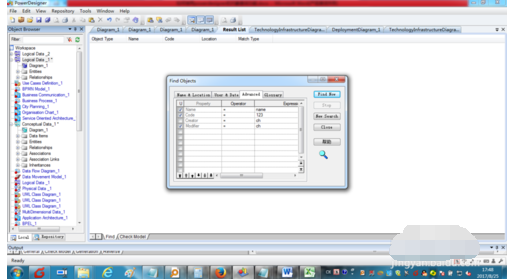 powerdesigner的对象查询功能的使用教程
