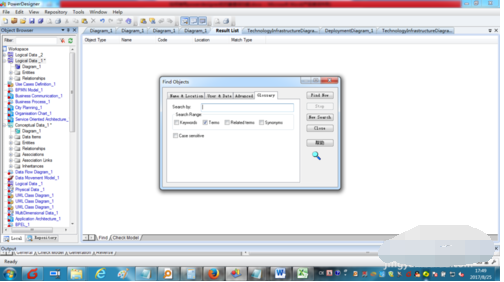 powerdesigner的对象查询功能的使用教程
