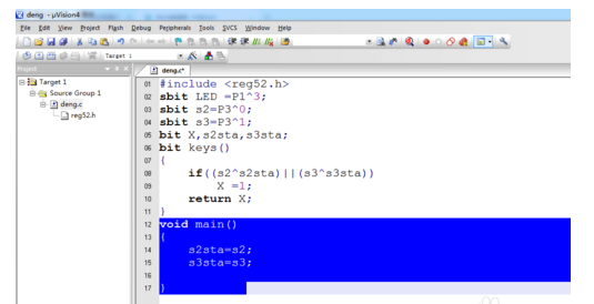 Keil uVision4 两个按键控制灯效果编程的操作教程