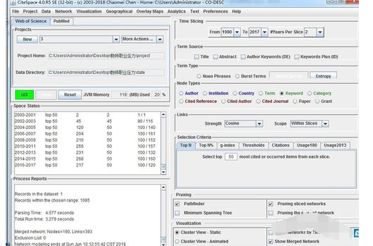 CiteSpace工具面板英文详细介绍