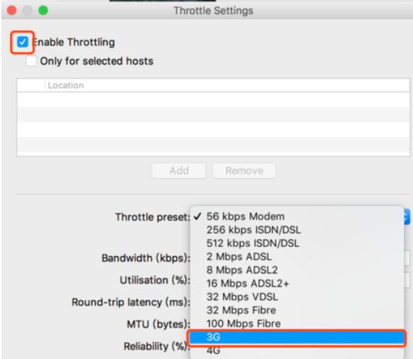 Charles模拟慢网速方法