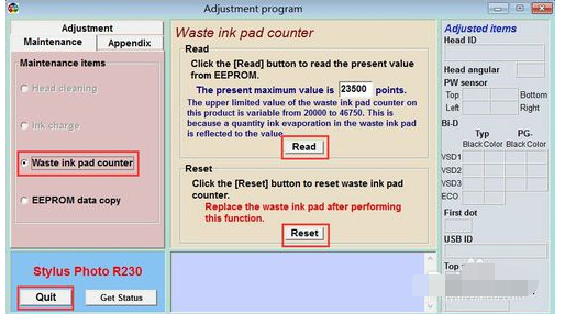 爱普生r230清零软件喷墨打印机双灯闪烁红灯的处理办法