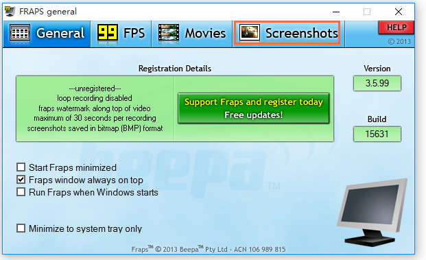 关于Fraps如何截图游戏画面，一个快捷键就能搞定。