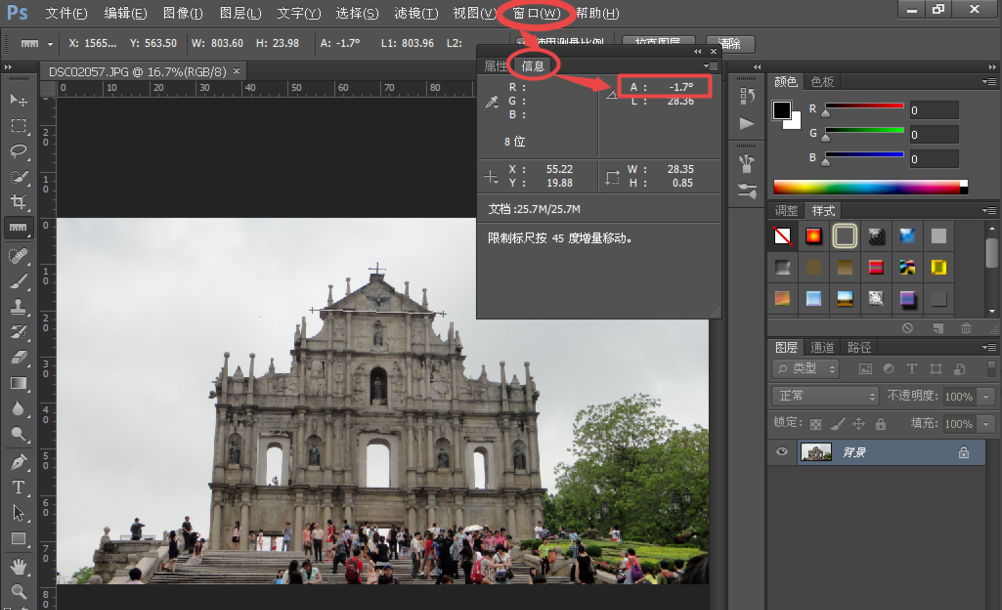 关于风景照中物体倾斜太难看。