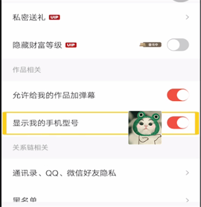 全民k歌中不显示手机型号的方法步骤