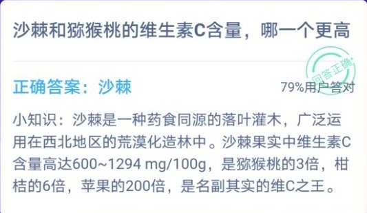 沙棘和猕猴桃哪个维c多?蚂蚁庄园1月22日答案