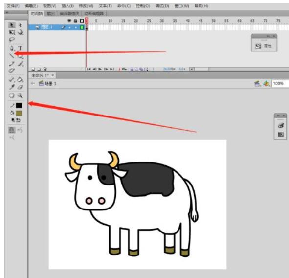 flash cs6如何绘制卡通奶牛?flash cs6绘制卡通奶牛的教程