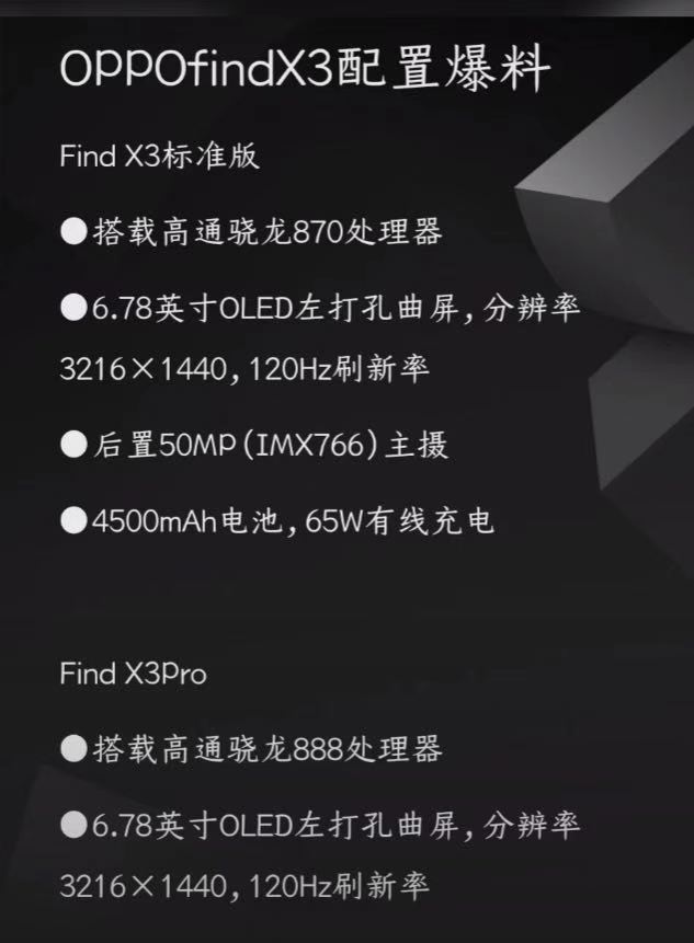OPPOfindx3参数配置 OPPOfindx3参数配置详情