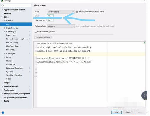 PyCharm调整字体大小的操作步骤