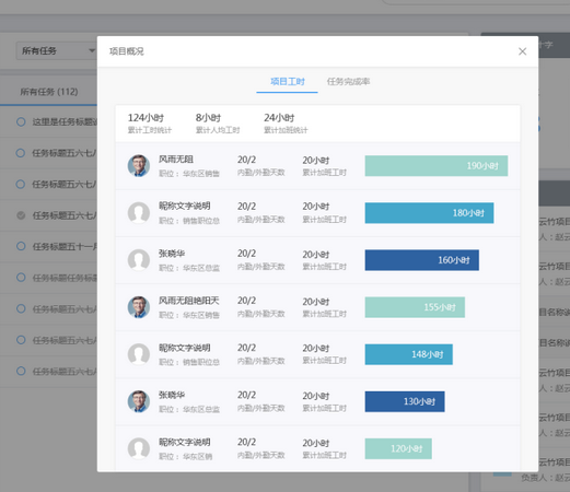 云竹协作中团队项目统计概括的详情介绍