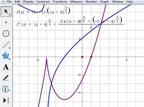 几何画板根据绘制导函数图像求函数极值的方法