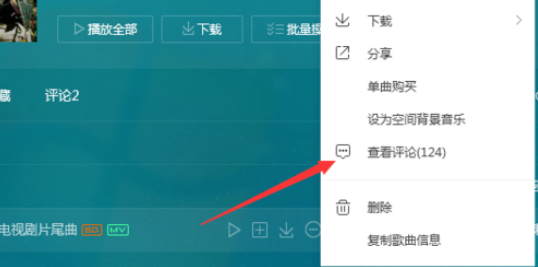 QQ音乐播放器中查看音乐评论记录的操作教程