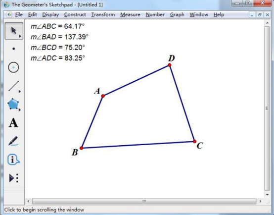 小编教你解决几何画板怎么计算四边形的内角和，几何画板计算四边形内角和的教程。