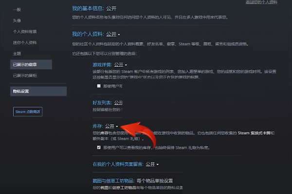 steam库存怎么公开?steam库存公开方法