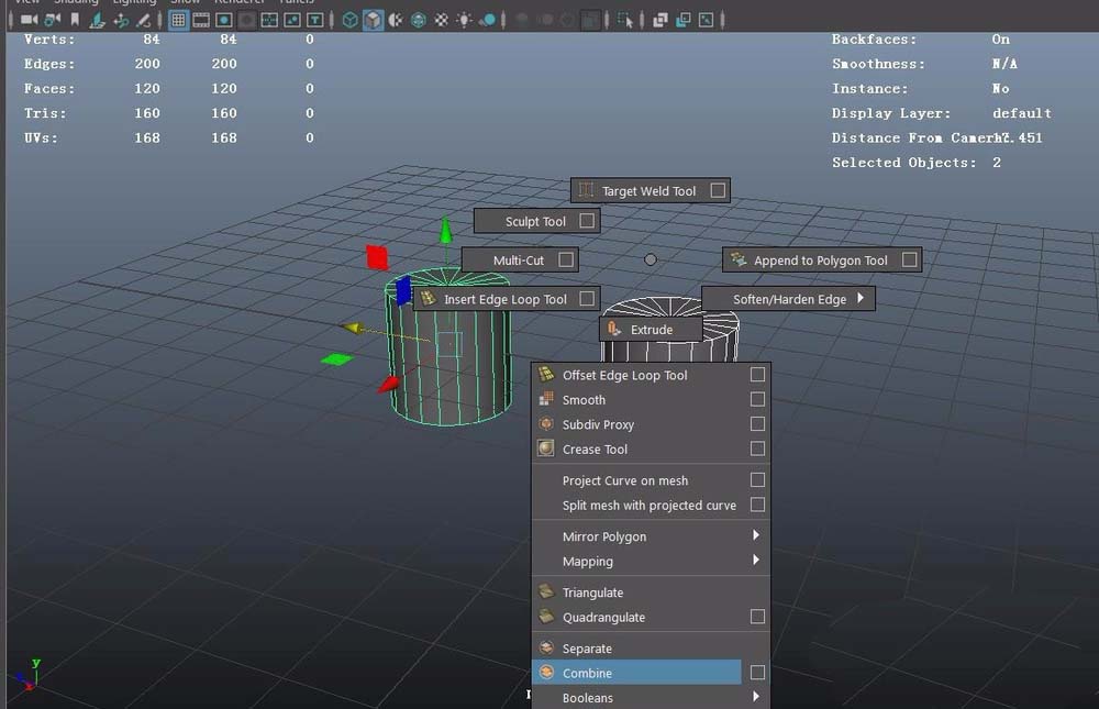 maya将两个物桥连接的方法步骤