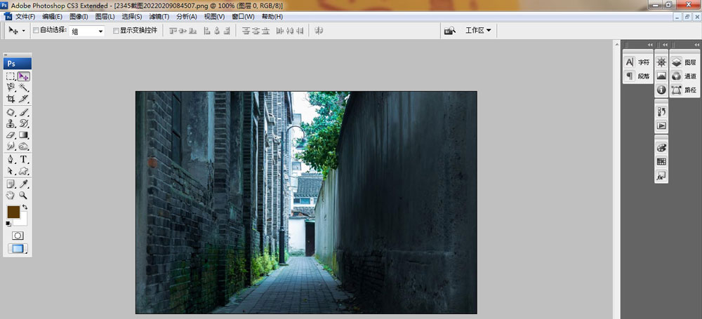 PS如何给幽暗的小街巷添加灯光效果?PS给幽暗的小街巷添加灯光效果的方法
