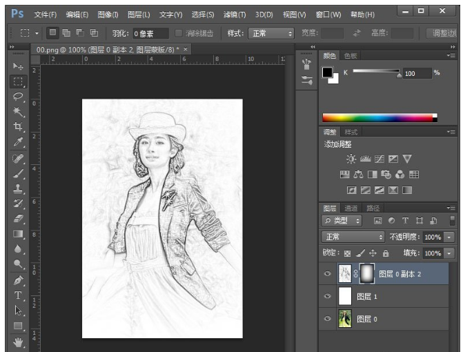 Photoshop制作铅笔画效果的操作过程