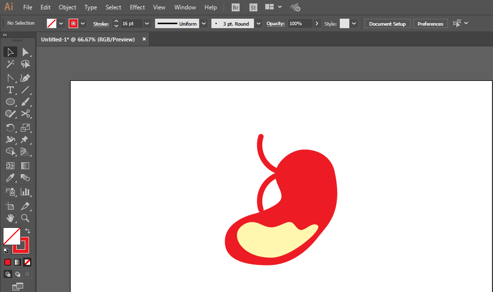 ai绘制胃图标的操作步骤