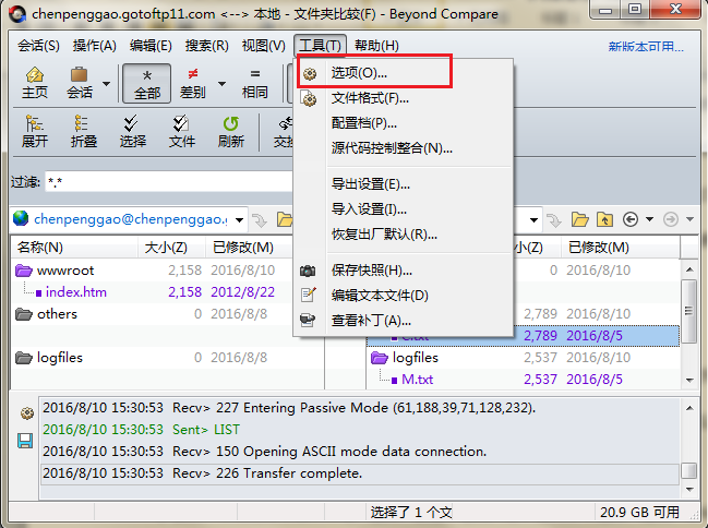 Beyond Compare更改过滤文件夹颜色的操作步骤