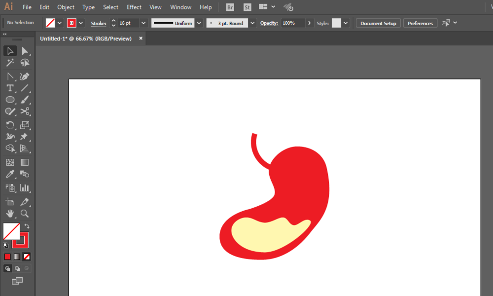 ai绘制胃图标的操作步骤