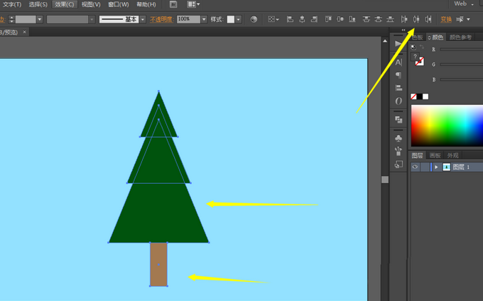 Adobe Illustrator CS6中绘画卡通效果绿色树的操作步骤