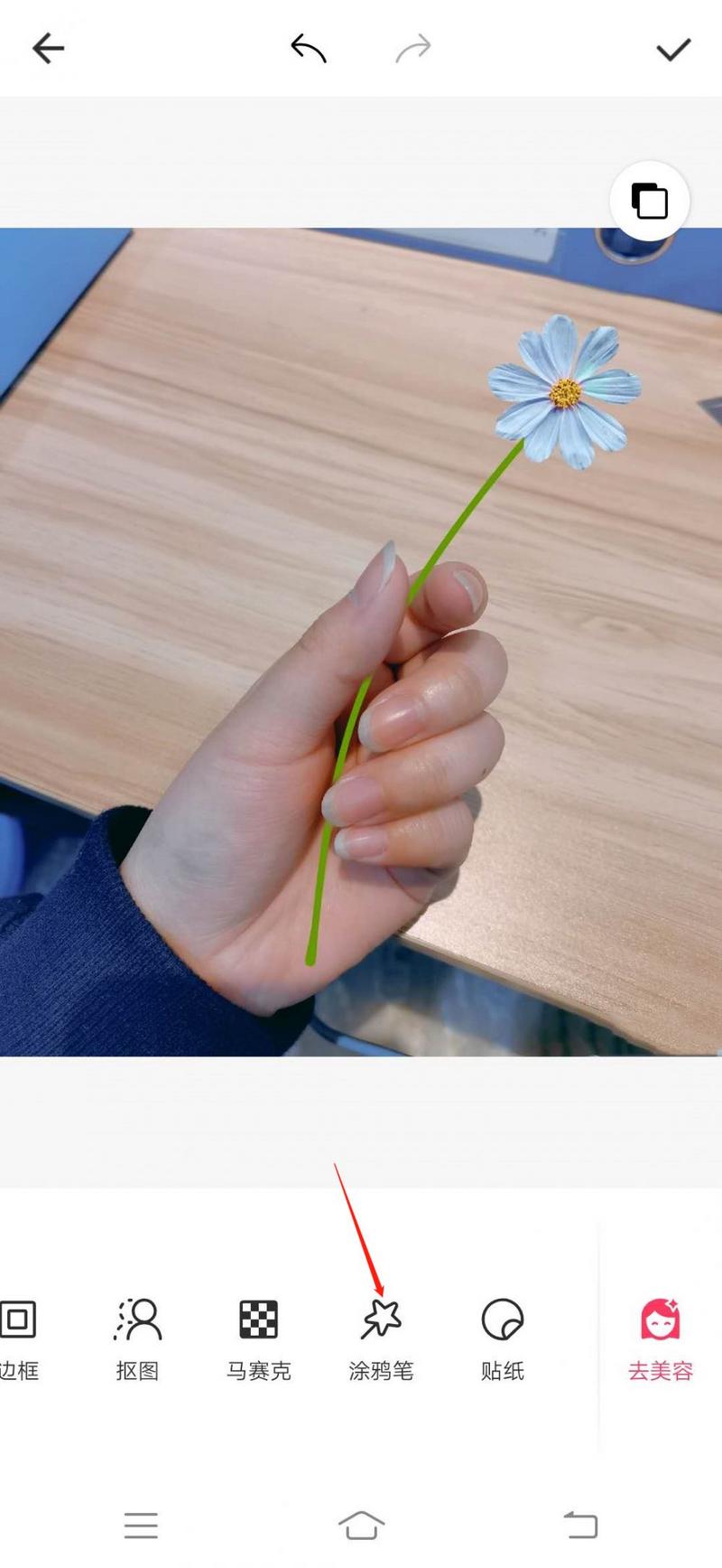 美图秀秀中手握花束P图教程分享