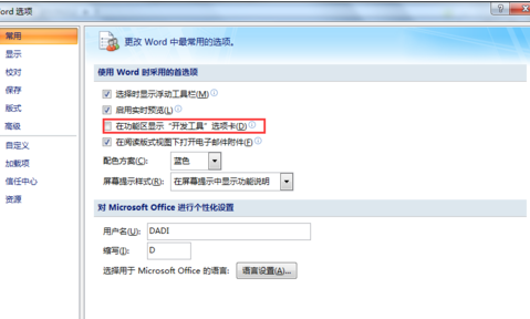 office2007添加开发工具选择卡的操作教程