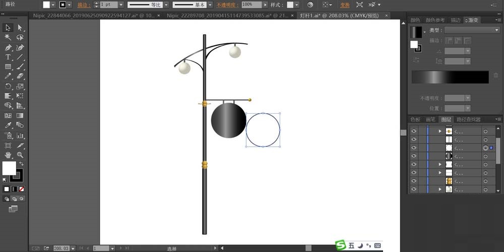 ai制作路灯杆的操作内容