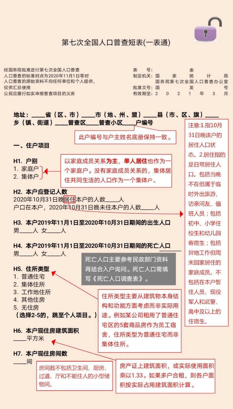 第七次全国人口普查内容如何填写 2020第七次全国人口普查样板填写的具体内容