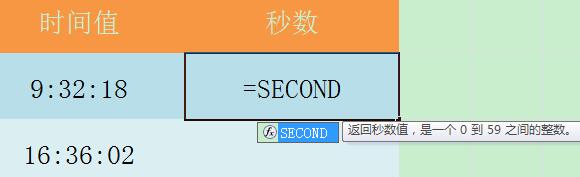 Excel表格使用SECOND函数的详细方法